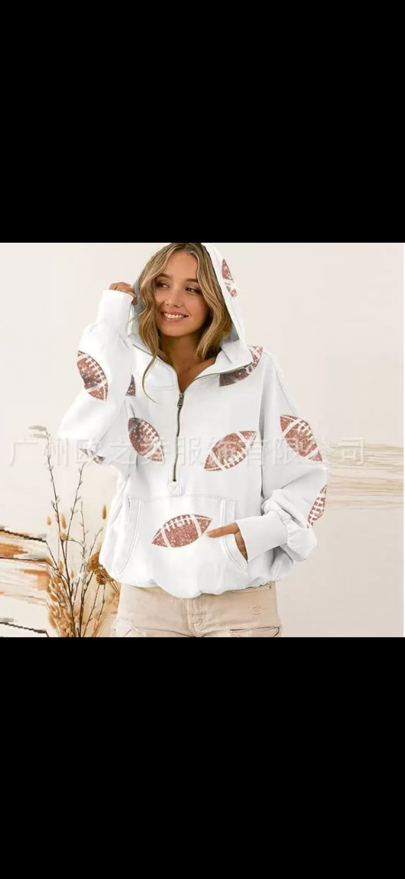 Football bling half zip