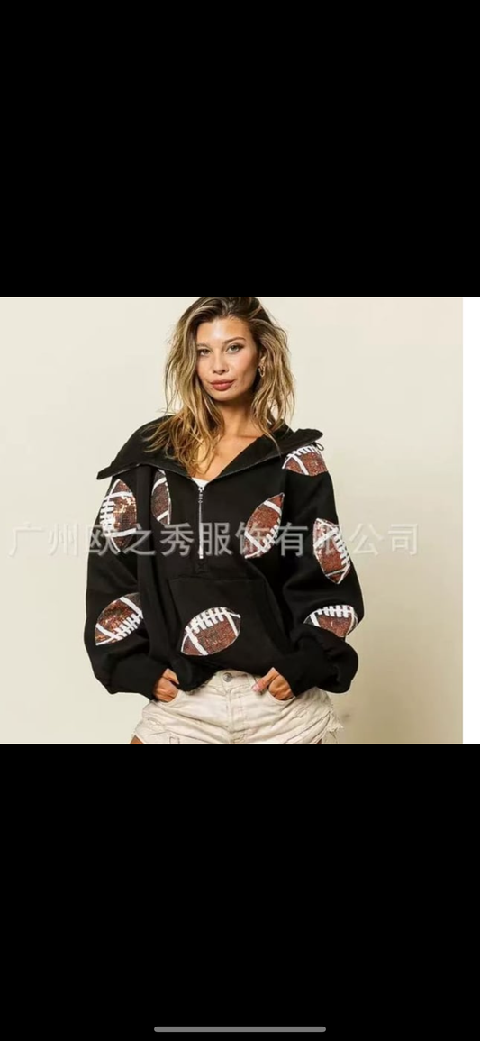 Football bling half zip