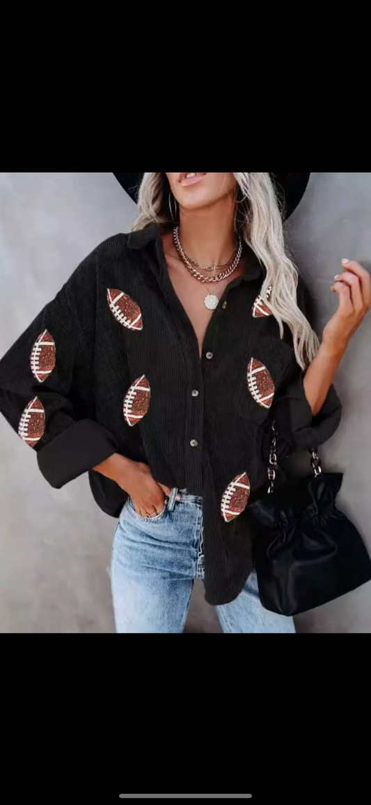 Bling football button up